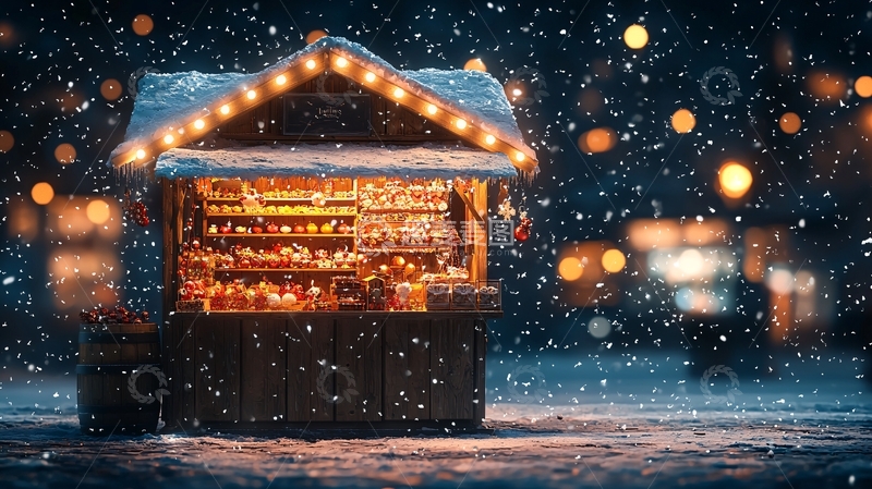 雪夜圣诞小木屋
