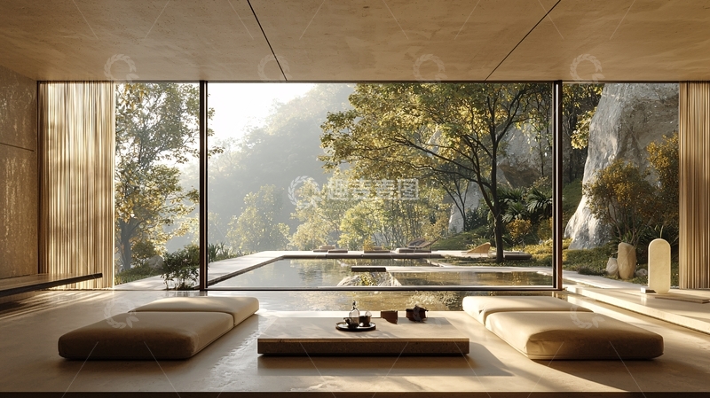 高清大图下载【趣麦麦图】极简现代禅意家居景观