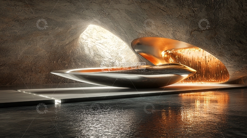 高清大图下载【趣麦麦图】洞穴中的金属雕塑