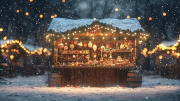 下雪的圣诞集市