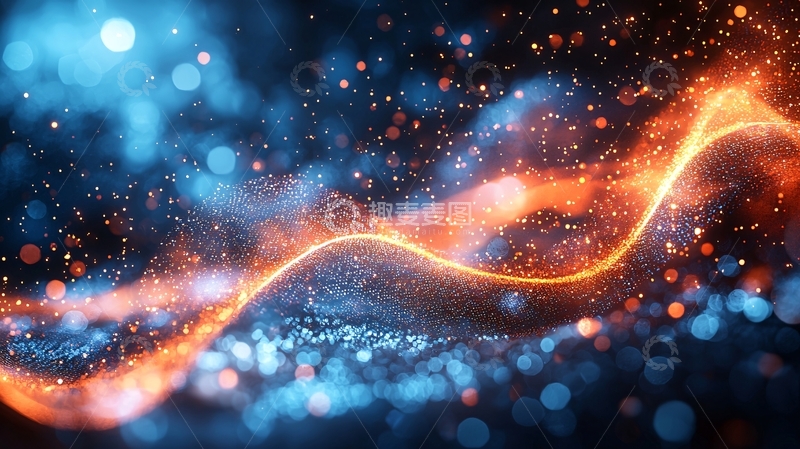 高清大图下载【趣麦麦图】蓝色橙色粒子流光