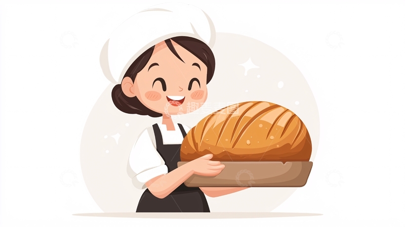高清大图下载【趣麦麦图】烘焙师拿着新鲜面包