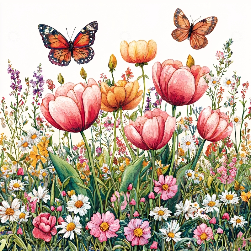 高清大图下载【趣麦麦图】水彩花卉图