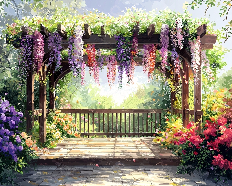 高清大图下载【趣麦麦图】春日花园凉亭