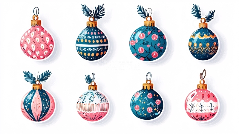 高清大图下载【趣麦麦图】手绘圣诞球