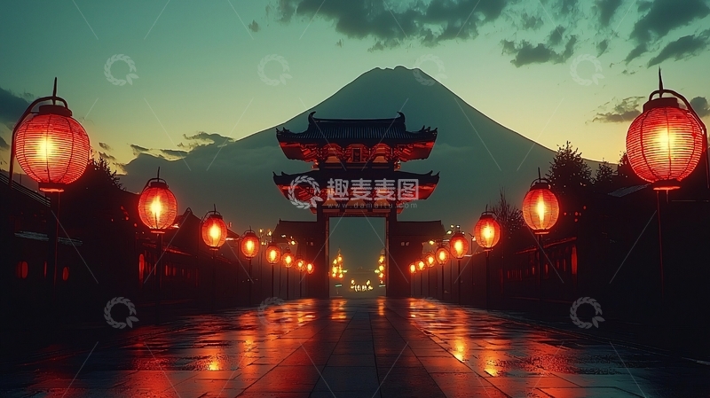 高清大图下载【趣麦麦图】富士山夜景
