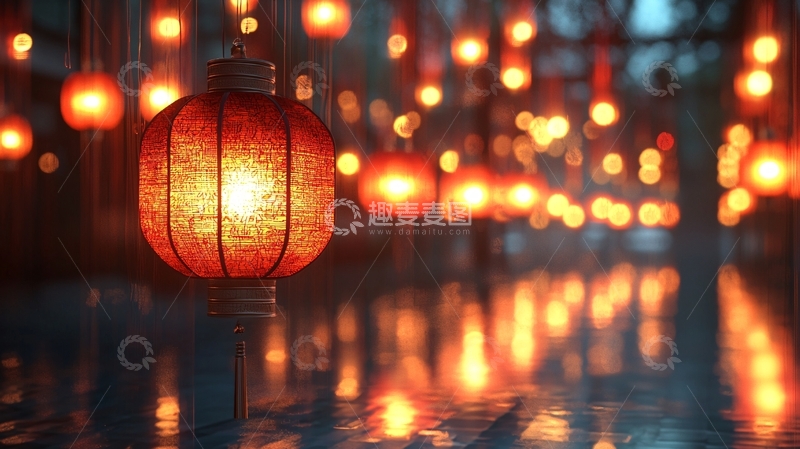 高清大图下载【趣麦麦图】夜晚红灯笼