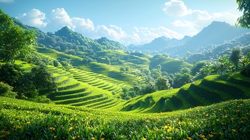 阳光下的梯田美景
