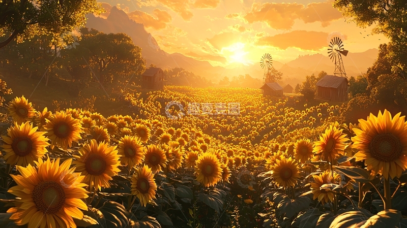 高清大图下载【趣麦麦图】向日葵田