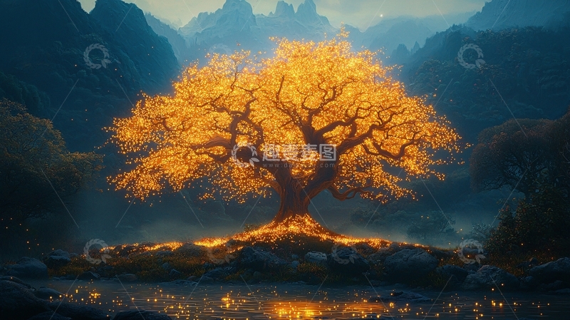 高清大图下载【趣麦麦图】发光树