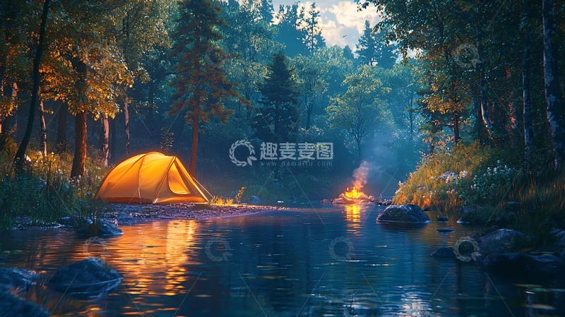高清大图下载【趣麦麦图】森林露营