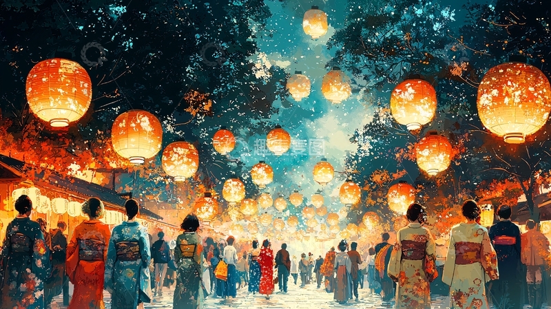 高清大图下载【趣麦麦图】梦幻般灯笼夜景