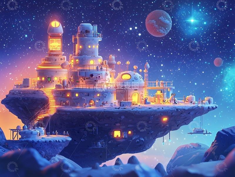 高清大图下载【趣麦麦图】太空中的雪地城堡