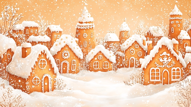 高清大图下载【趣麦麦图】童话般姜饼屋雪景小镇