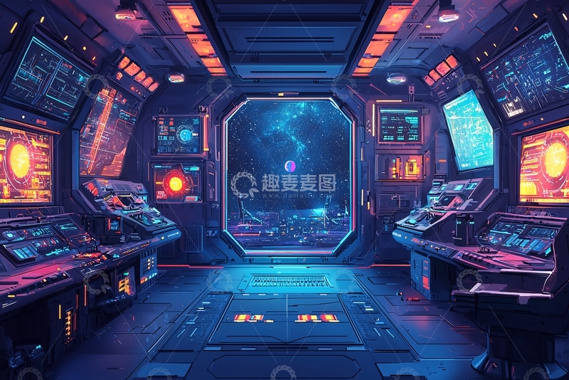 高清大图下载【趣麦麦图】未来宇宙飞船驾驶舱