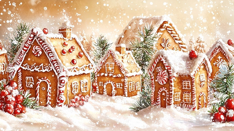 高清大图下载【趣麦麦图】圣诞姜饼屋村庄
