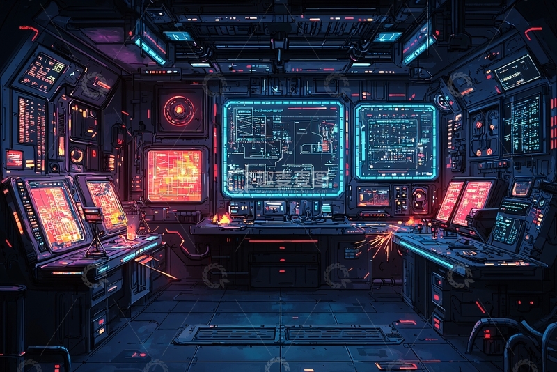 高清大图下载【趣麦麦图】未来科技控制室