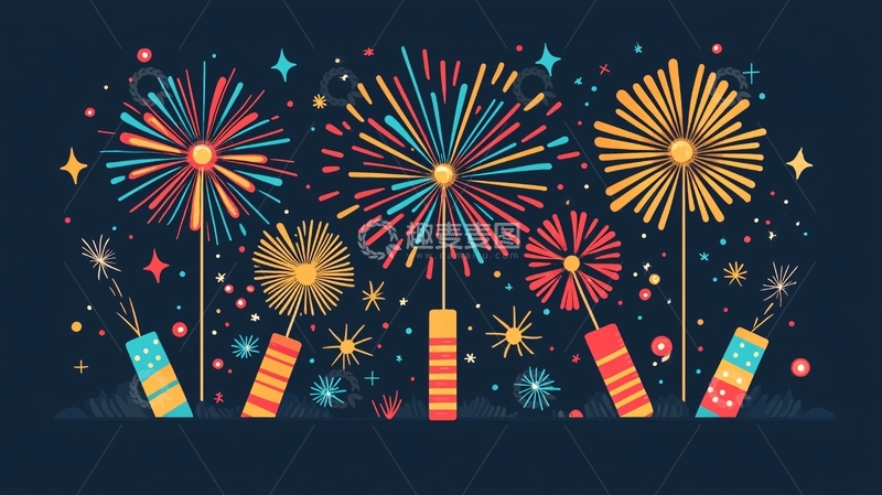 高清大图下载【趣麦麦图】彩色烟花爆竹