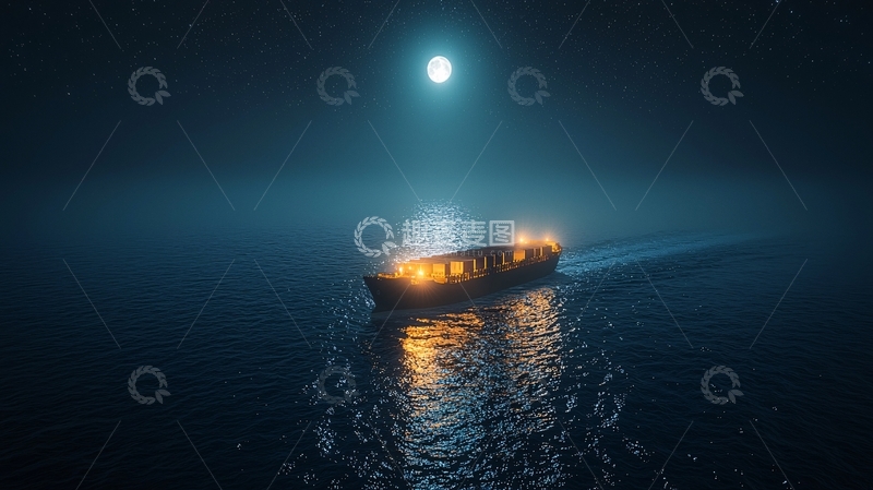 高清大图下载【趣麦麦图】月夜孤舟