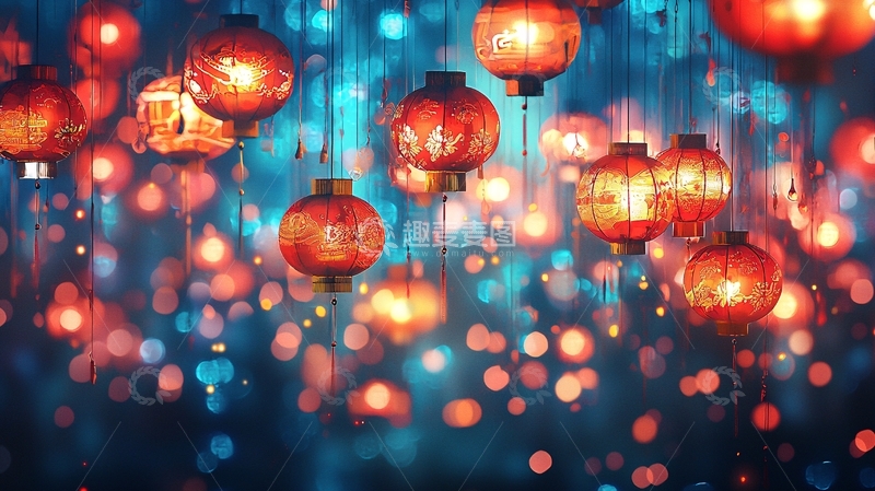 高清大图下载【趣麦麦图】梦幻红灯笼