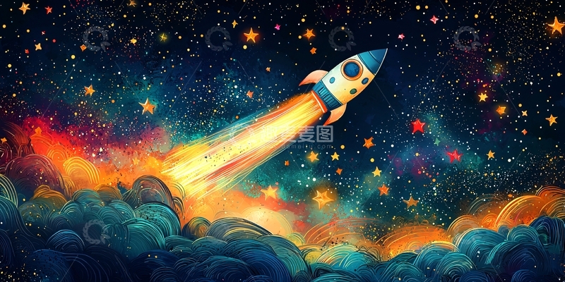 高清大图下载【趣麦麦图】卡通火箭宇宙飞船