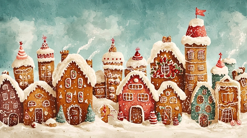 高清大图下载【趣麦麦图】圣诞姜饼屋小镇