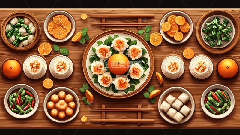 高清大图下载【趣麦麦图】中式年夜饭素材