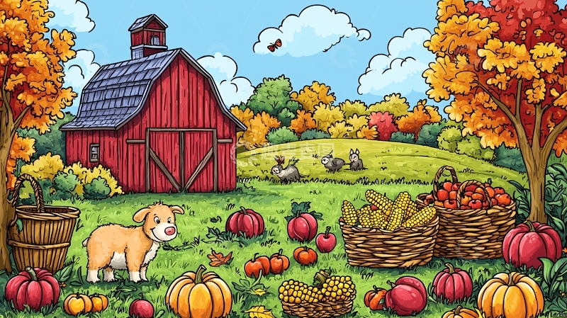 高清大图下载【趣麦麦图】秋收时节农场景色