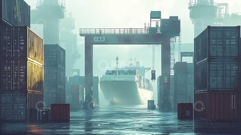 高清大图下载【趣麦麦图】港口码头集装箱货船