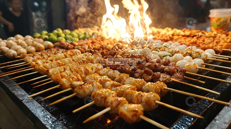 高清大图下载【趣麦麦图】烧烤摊位美食盛宴