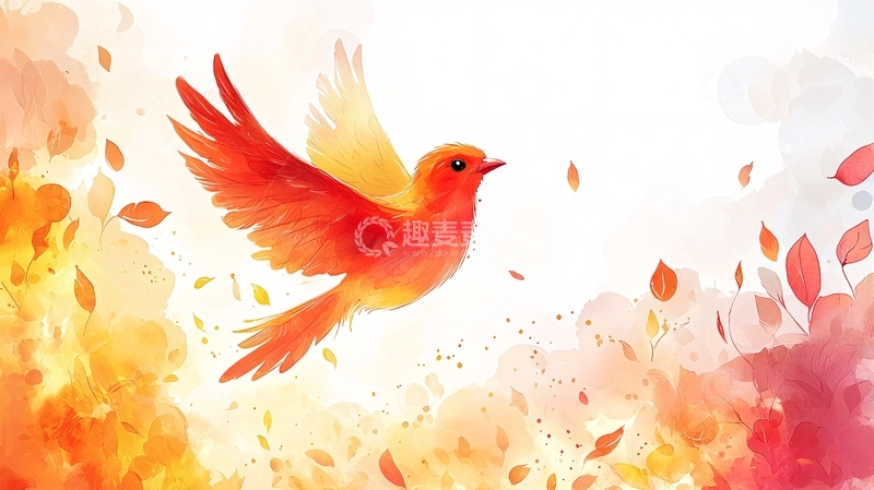 高清大图下载【趣麦麦图】飞翔的红色小鸟