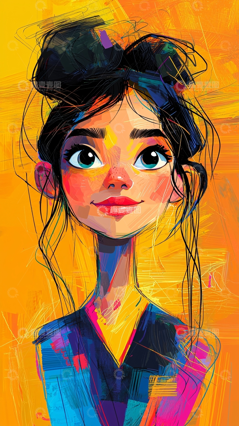 高清大图下载【趣麦麦图】彩色卡通女孩头像