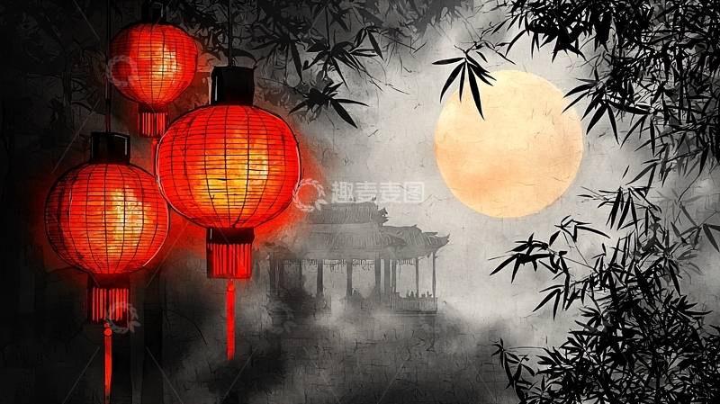 高清大图下载【趣麦麦图】中秋节红灯笼