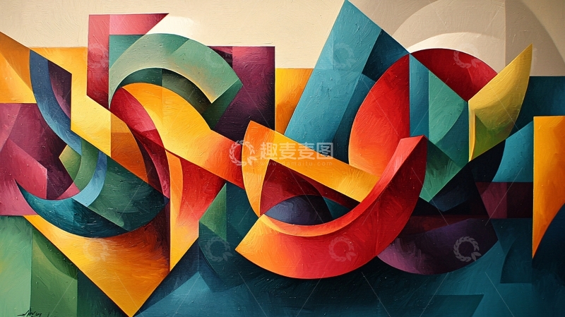 高清大图下载【趣麦麦图】抽象几何彩色绘画