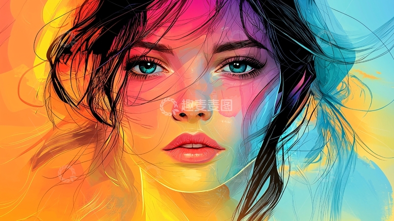高清大图下载【趣麦麦图】彩色肖像画