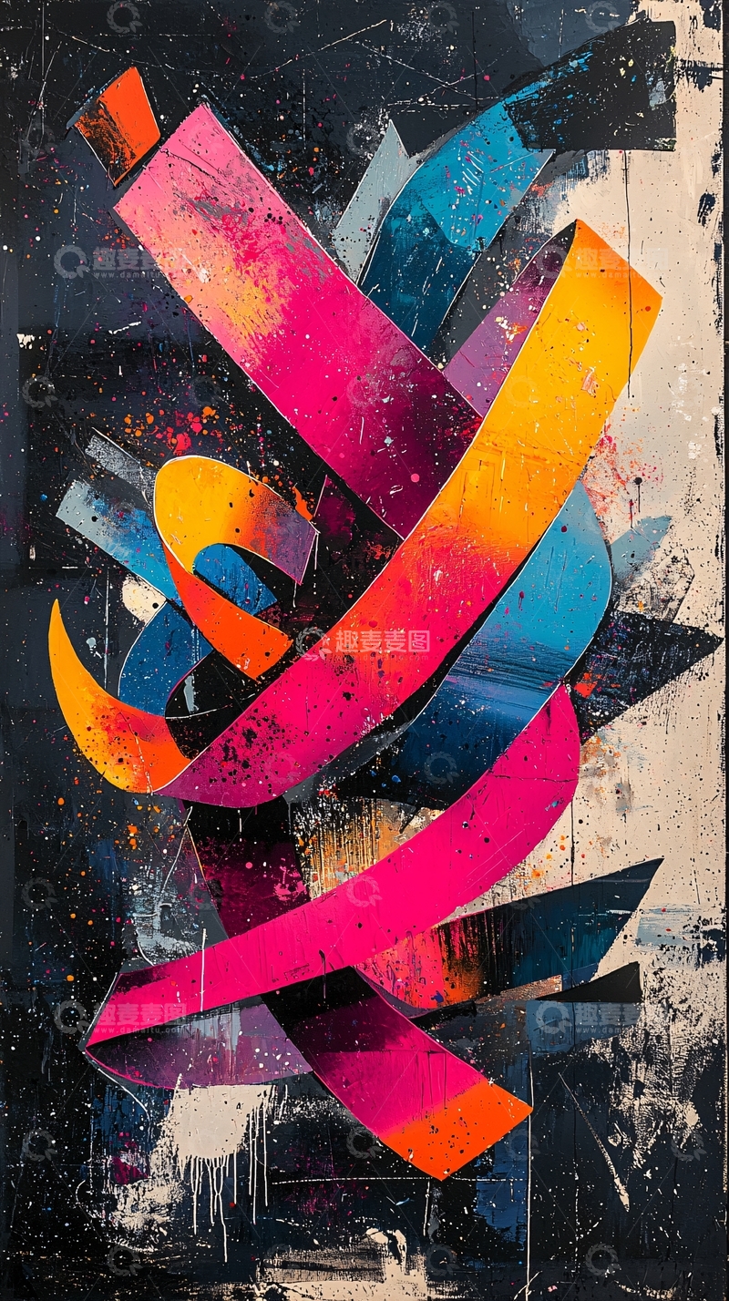 高清大图下载【趣麦麦图】抽象彩色条带艺术