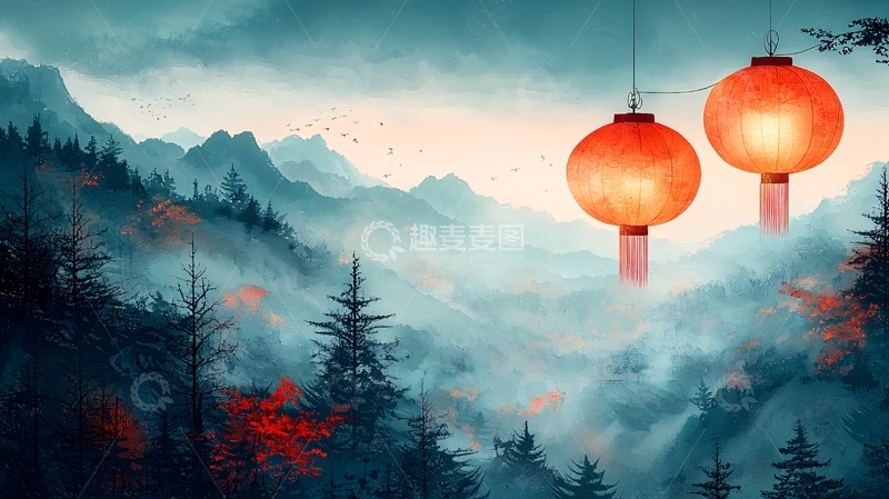 高清大图下载【趣麦麦图】水墨山水画737