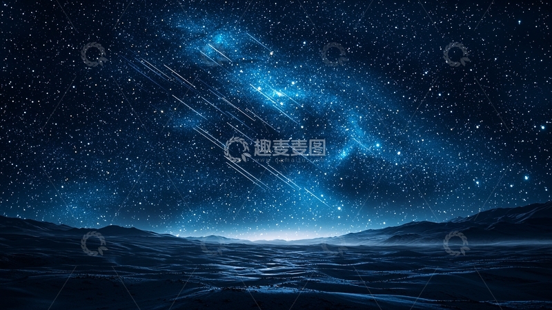 高清大图下载【趣麦麦图】蓝色星空流星雨