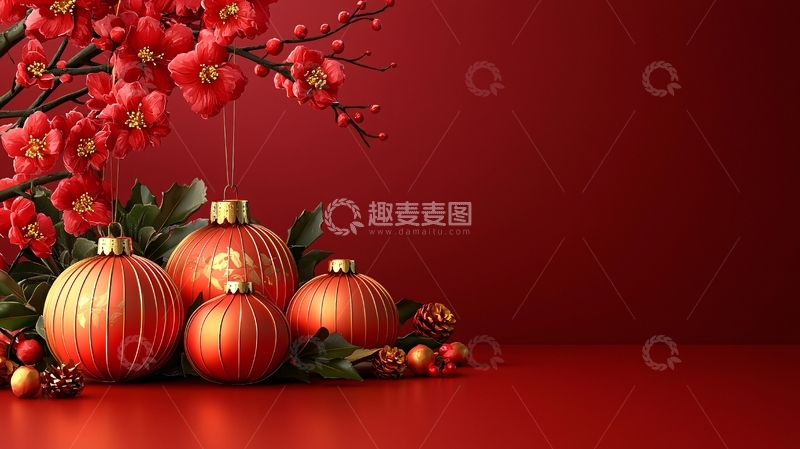 高清大图下载【趣麦麦图】新年红色装饰