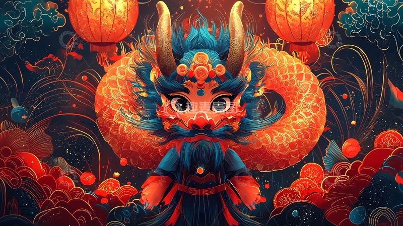 高清大图下载【趣麦麦图】卡通龙神