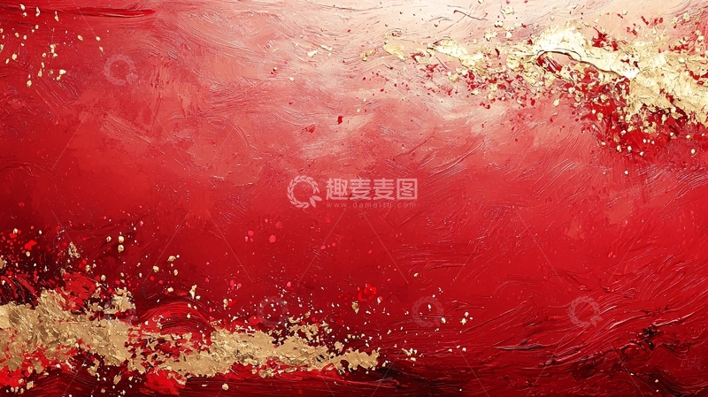 高清大图下载【趣麦麦图】红色金箔背景