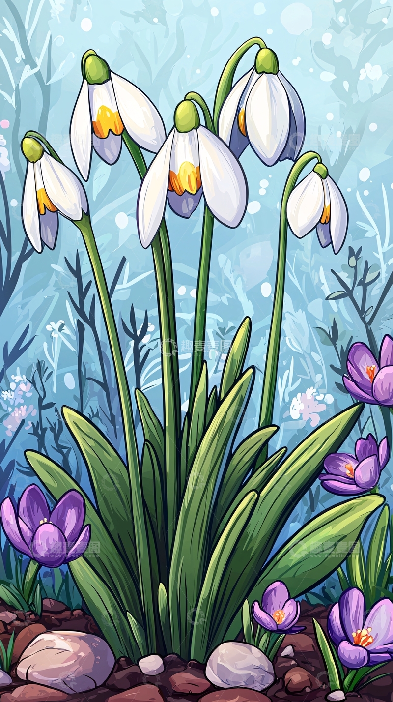 高清大图下载【趣麦麦图】雪地里的白色铃兰花