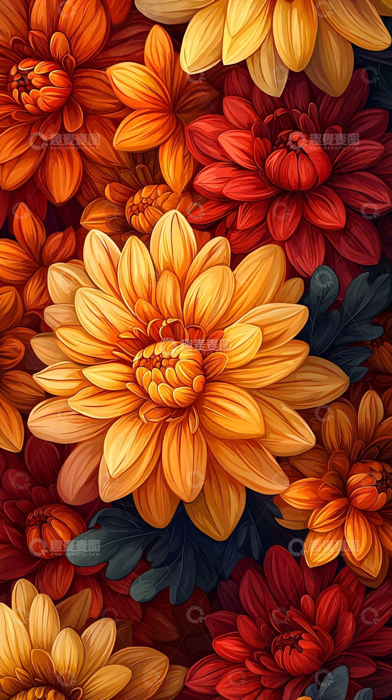 高清大图下载【趣麦麦图】秋日暖色系菊花壁纸