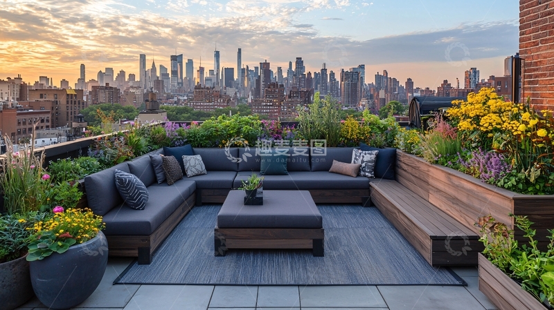 高清大图下载【趣麦麦图】城市景观屋顶花园