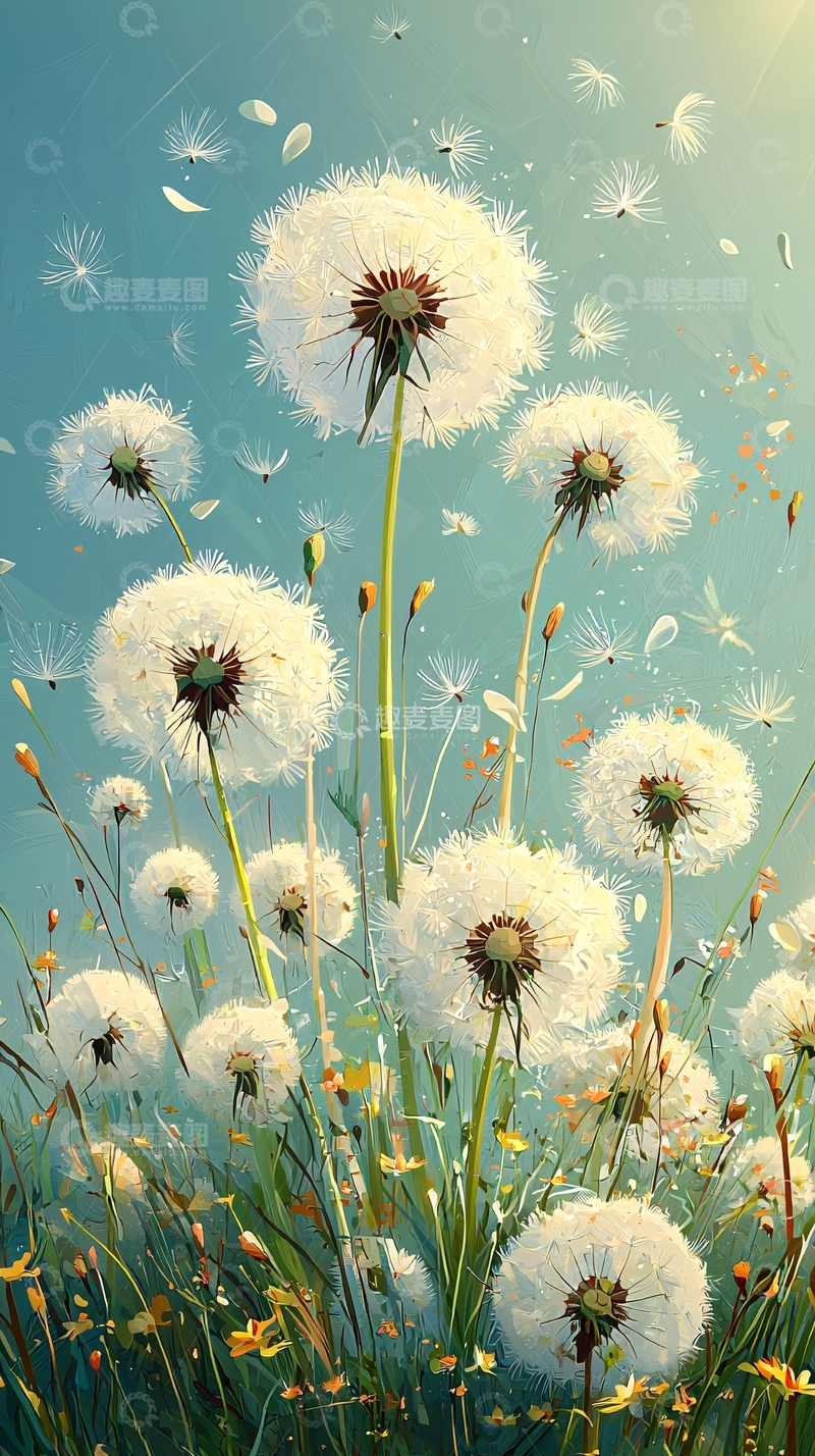高清大图下载【趣麦麦图】蒲公英花海