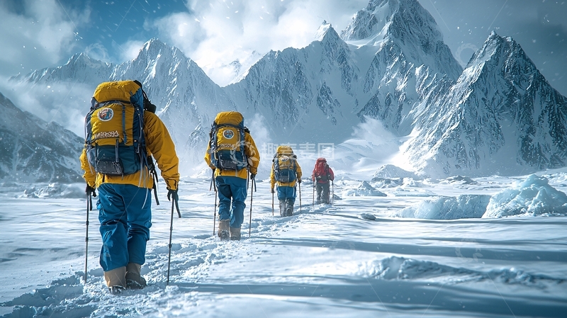 高清大图下载【趣麦麦图】冰雪皑皑的雪山远足