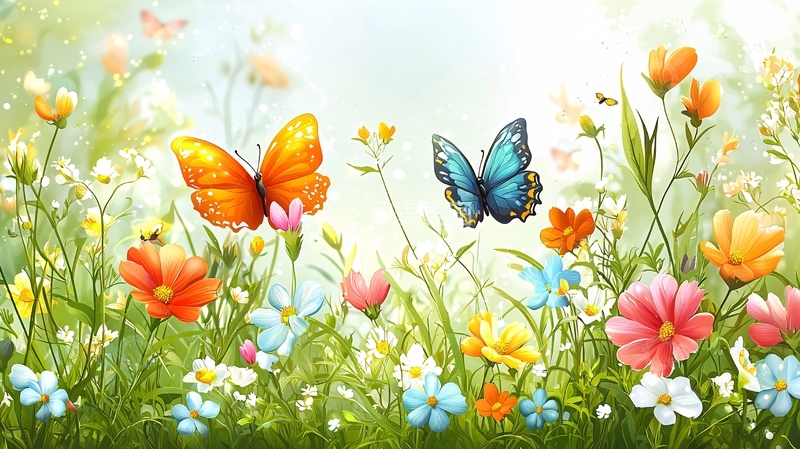 高清大图下载【趣麦麦图】彩色蝴蝶花田