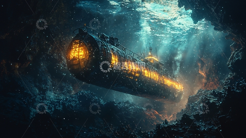 高清大图下载【趣麦麦图】深海潜艇残骸