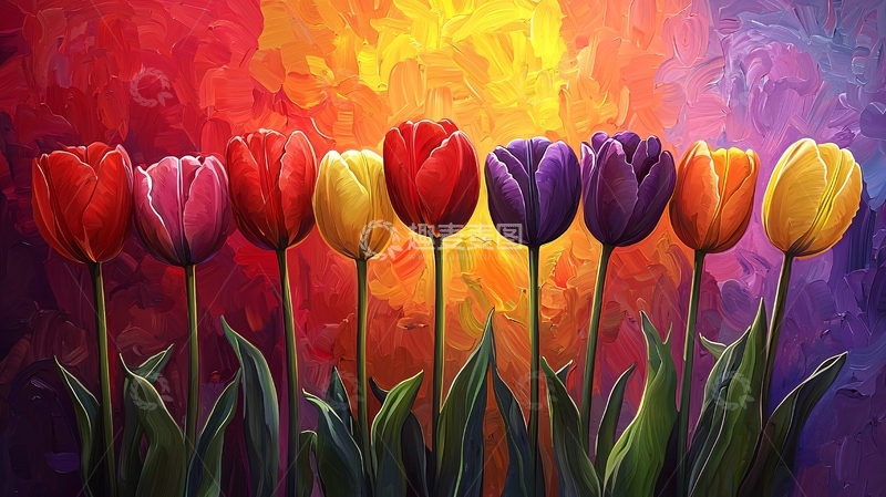 高清大图下载【趣麦麦图】七彩郁金香花束