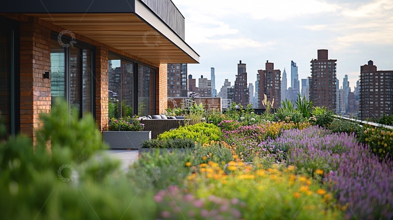 高清大图下载【趣麦麦图】屋顶花园城市景观